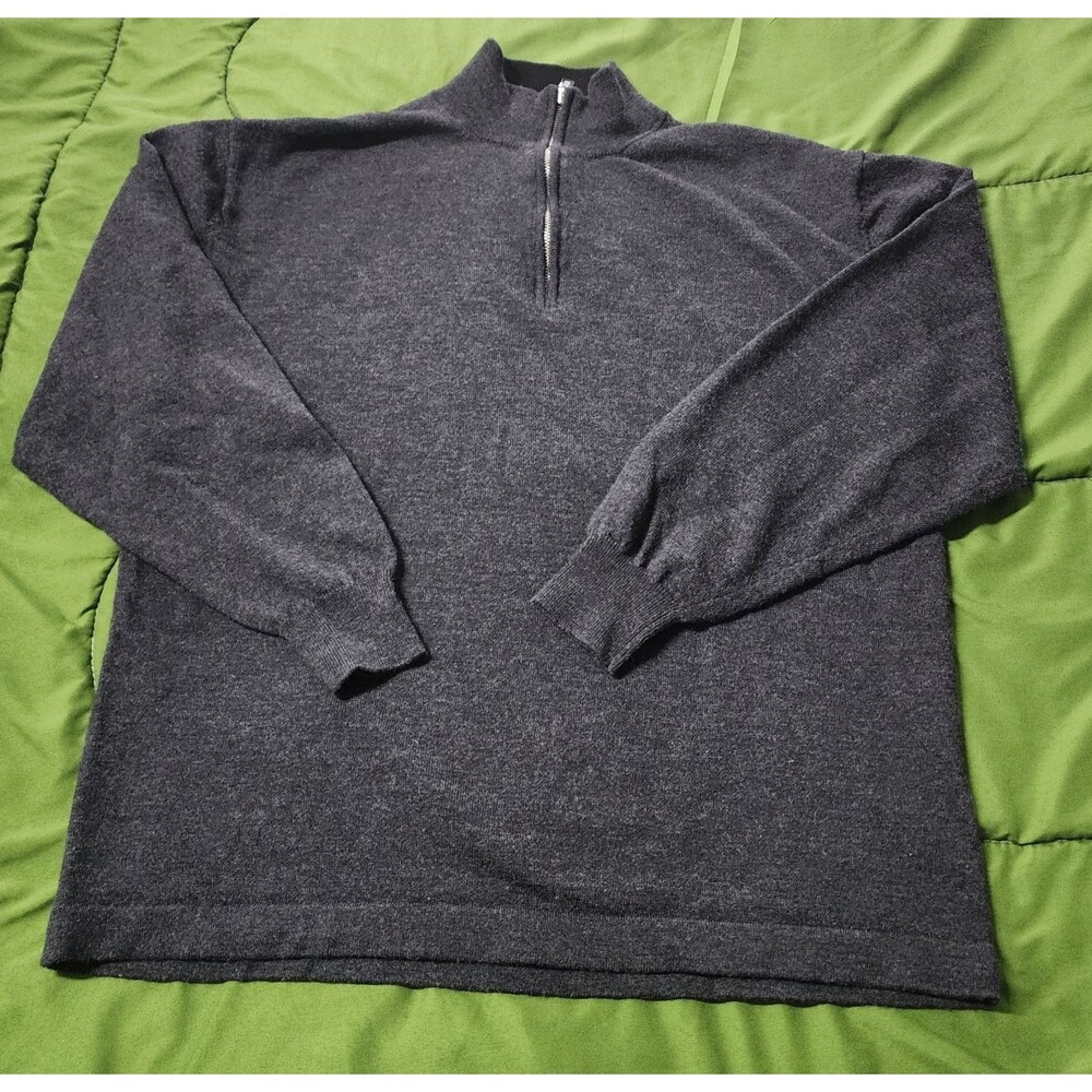 Pronto Uomo LS 100% Extra Fine Merino Wool 1/4 Zip Men's Sweater Gray Size XL